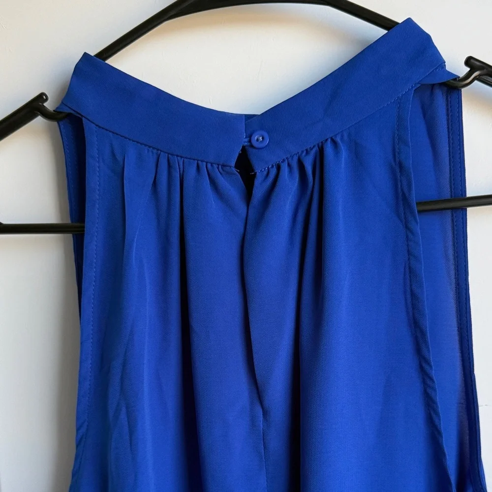HALARA Royal Blue Keyhole Back Halter Plicated, Size Large - Picture 5 of 6